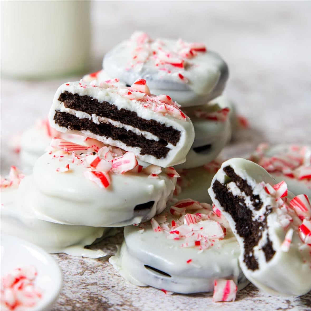 Peppermint bark Oreos