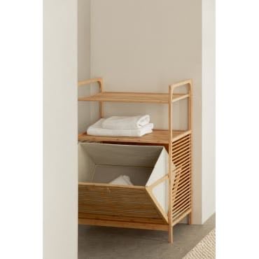 Panier à linge en bambou avec étagère Lauren - SKLUM