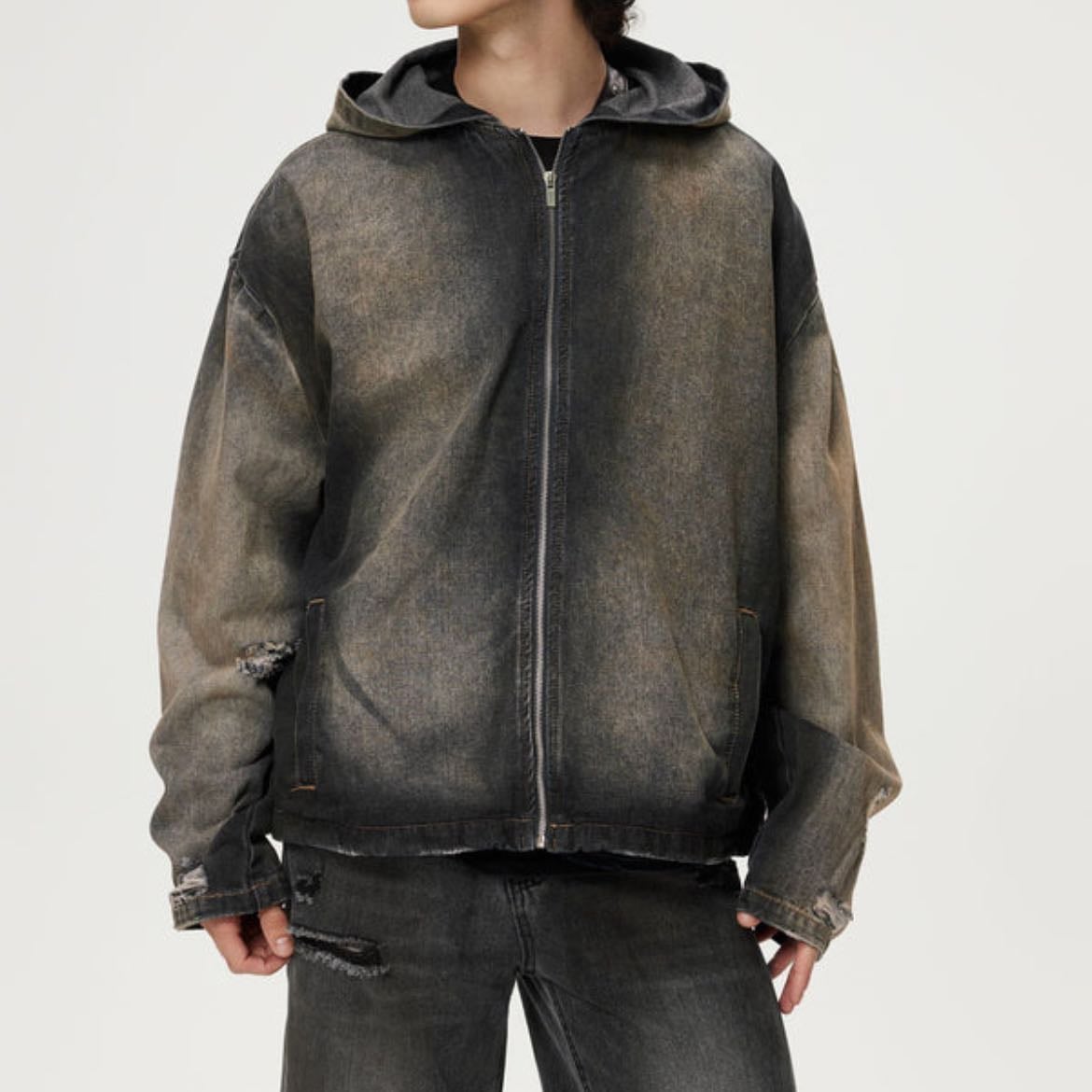 aelfric eden mud dyed denim zipup