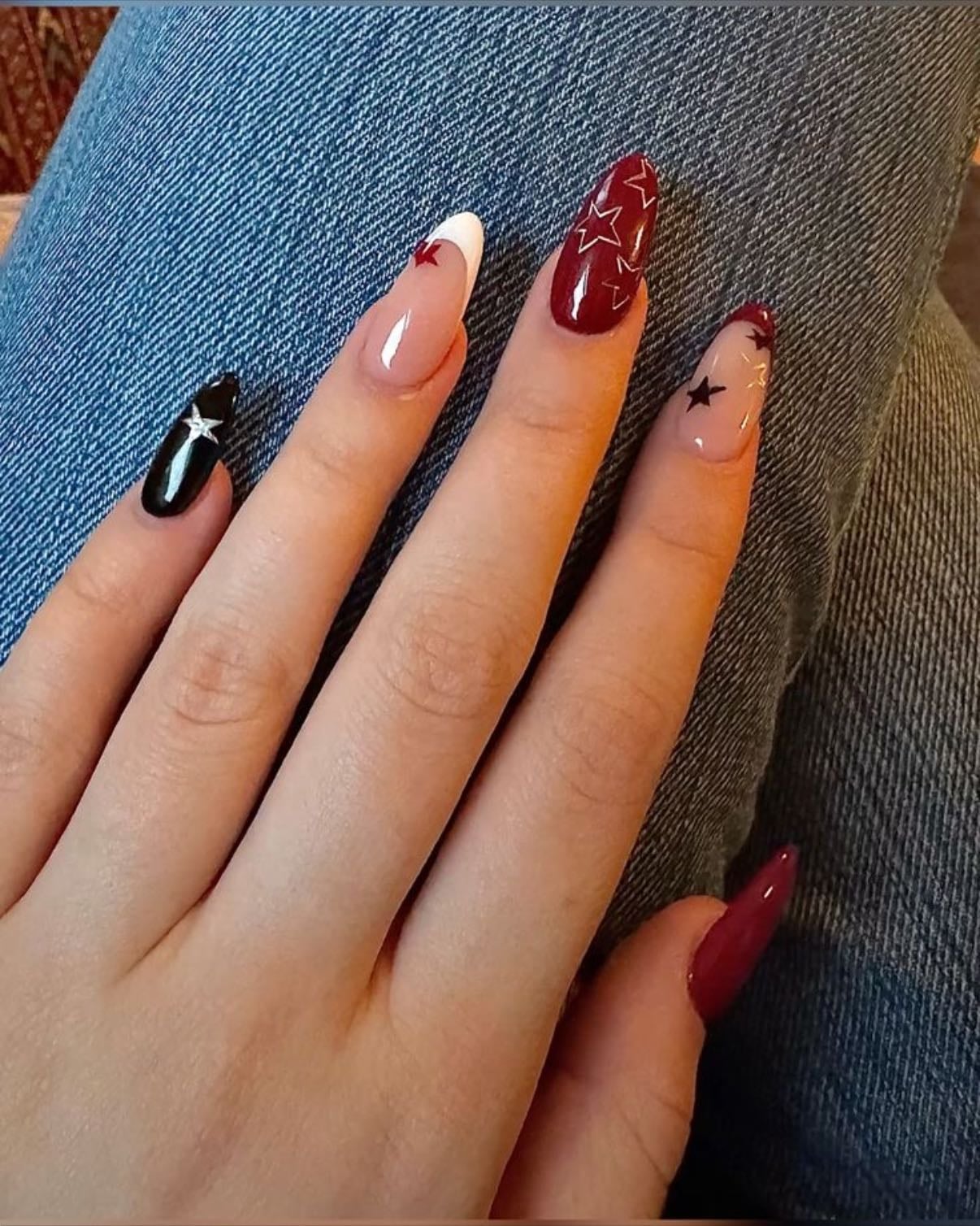 red, black n white star girl