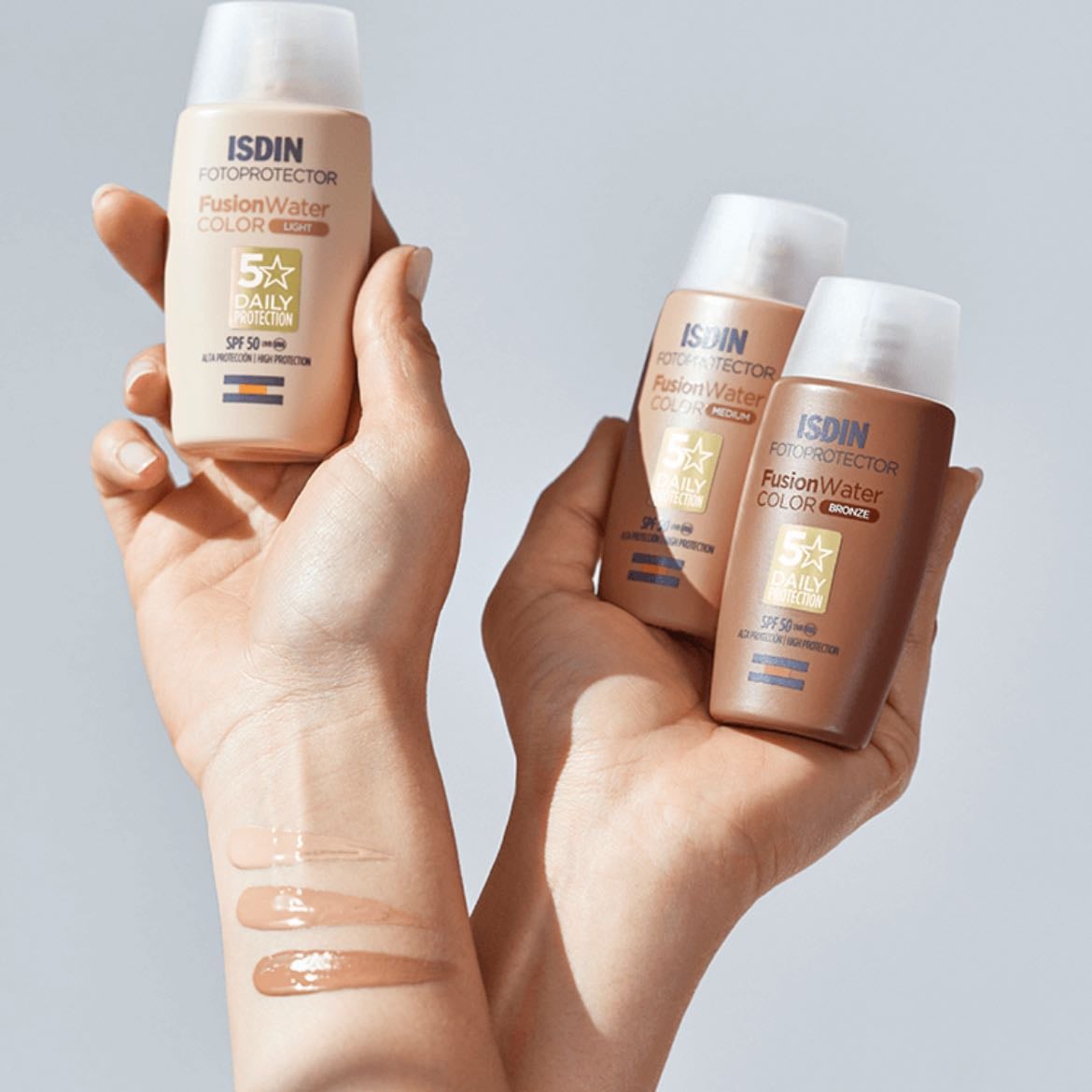 ISDIN Fusion Water Color SPF 50 (Medium) - Feels like water, blends like a dream. Tinted sunscreen that gives glow and coverage.