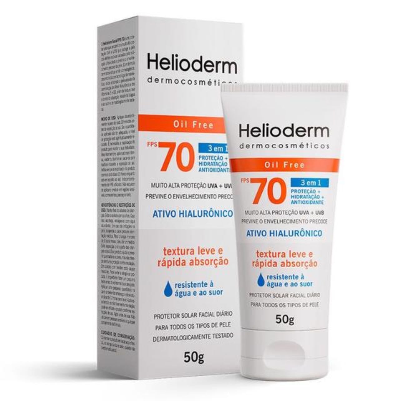 Helioderm Oil Free 3 em 1 FPS 70
- 50g;Proteção + Hidratação + Antioxidante Com Ativo Hialurônico, Com Niacinamida