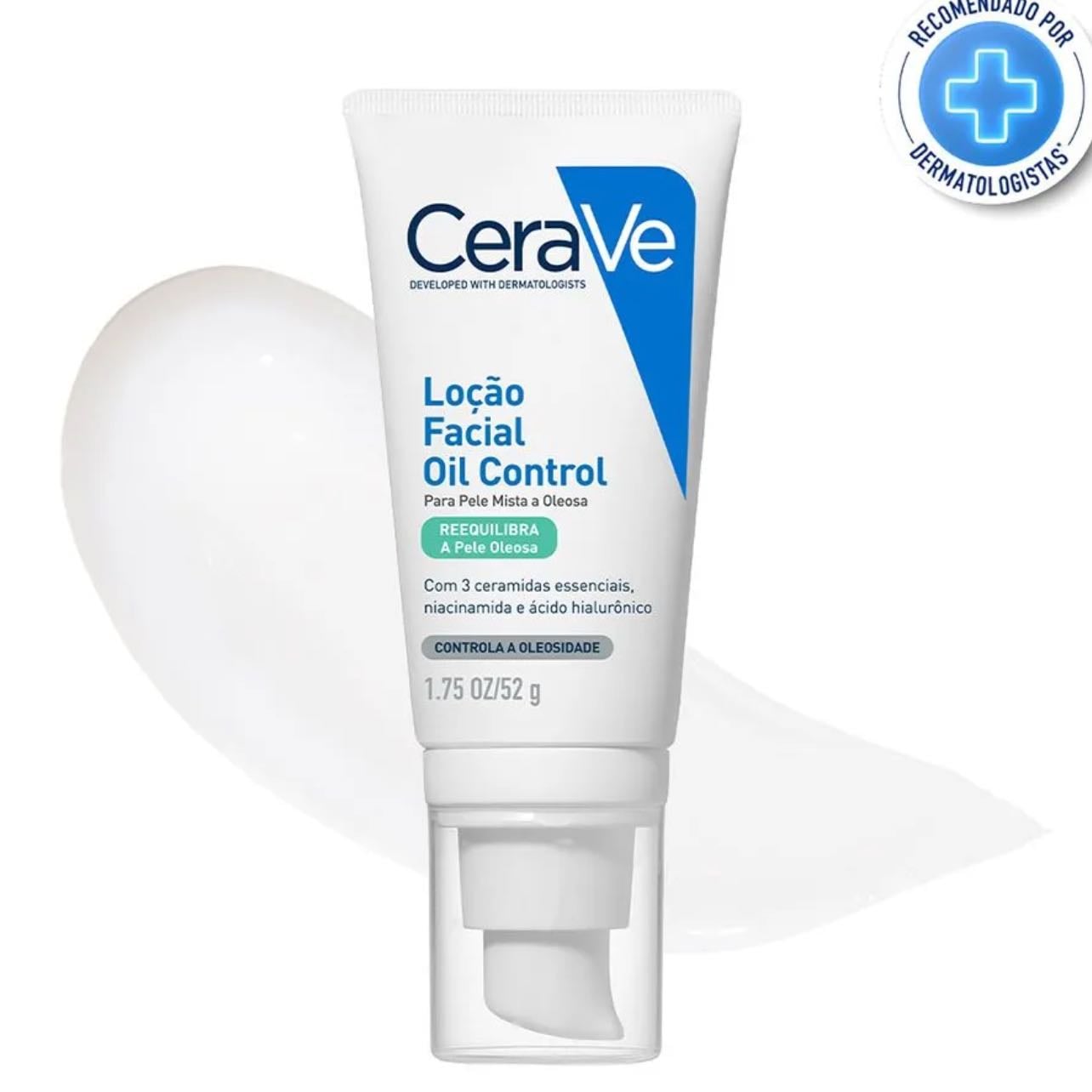 Cerave Loção Facial Oil Control - 52g; N comedogenico, Controle oleosidade; Hialurônico, Niacinamida e 3 ceramidas