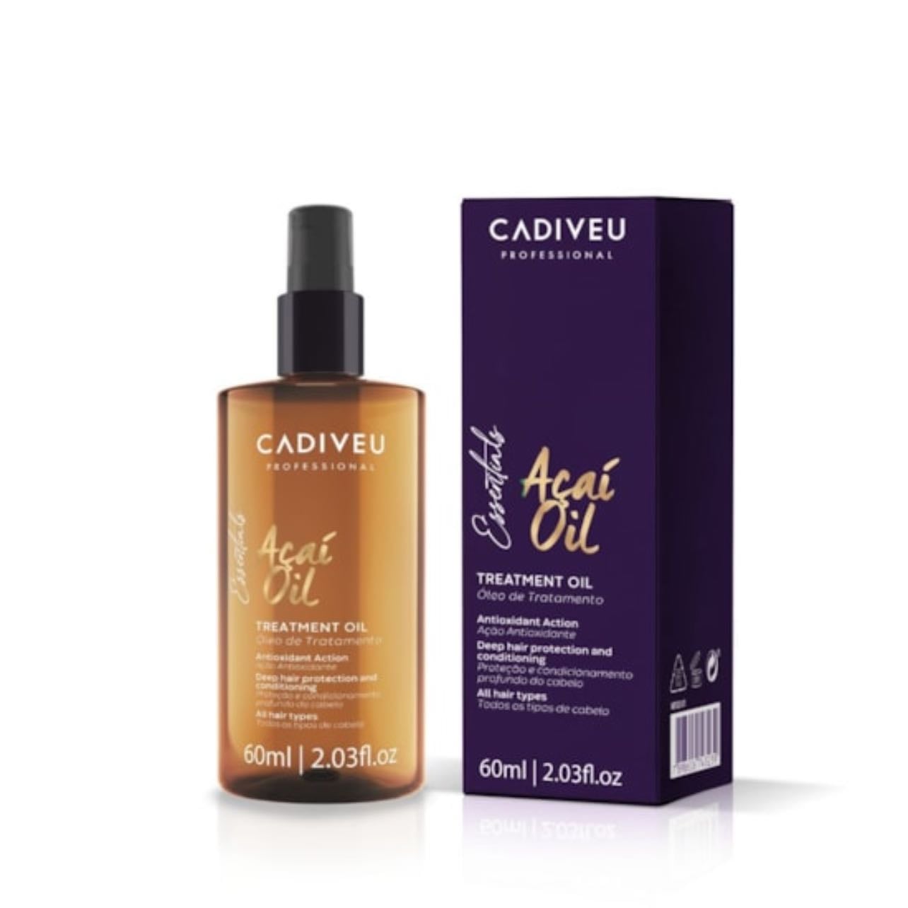 Açaí Oil Oleo de Tratamento - Cadiveu - 60ml; Restaura, nutre, sela pontas duplas, elimina frizz proteção térmica