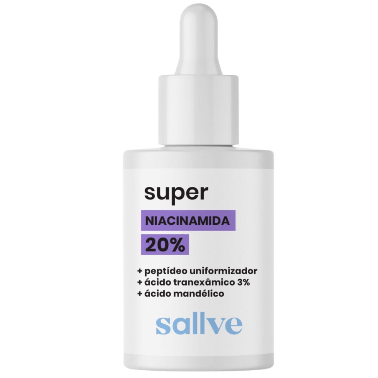Super niacinamida 20% - Sallve - 30ml; Clareamento, Uniformização, Hiperpigmentação
