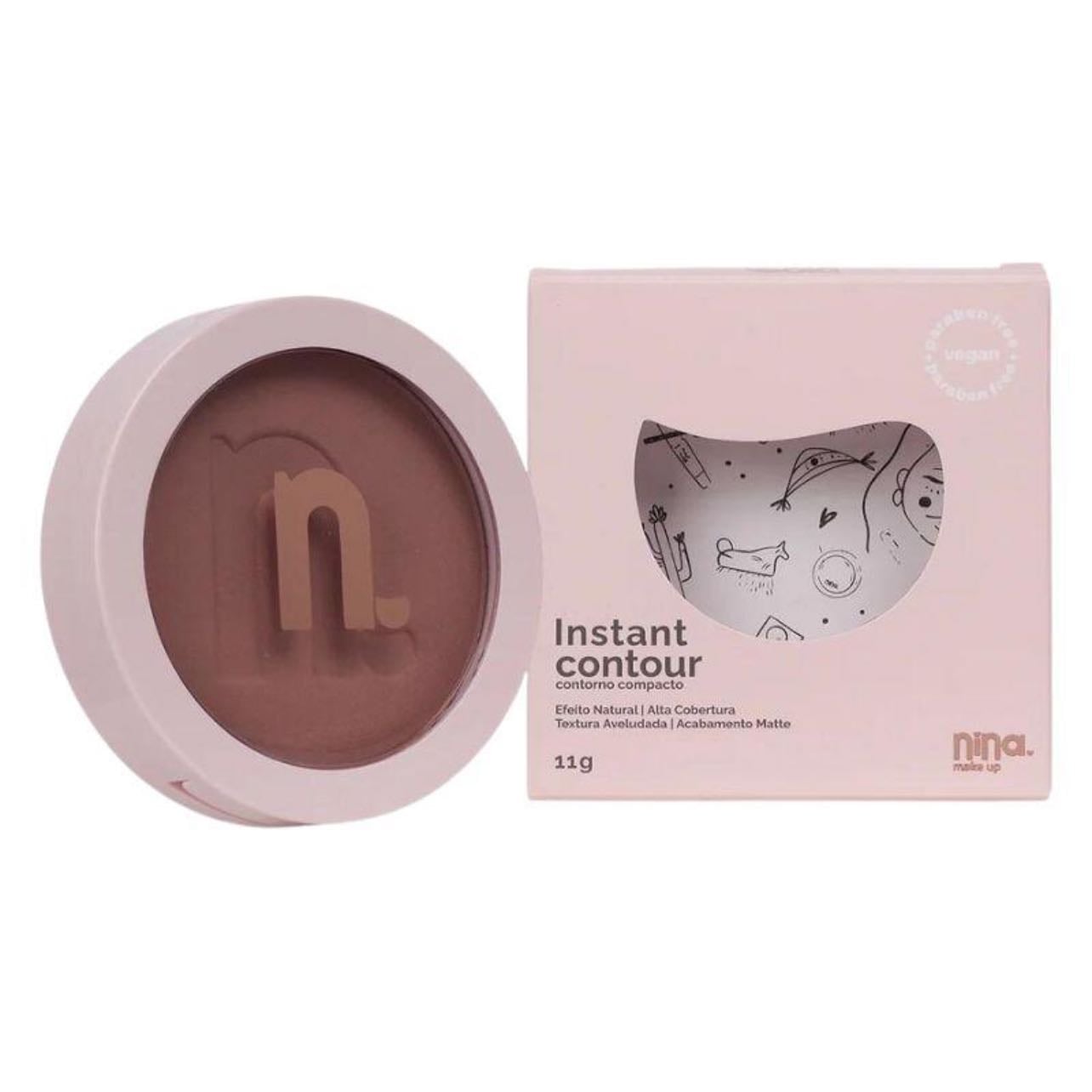 Instant Contour Honey Contorno em Pó - Nina Makeup - (2025/03)*CONTORNO - Marrom Claro Frio- 11g