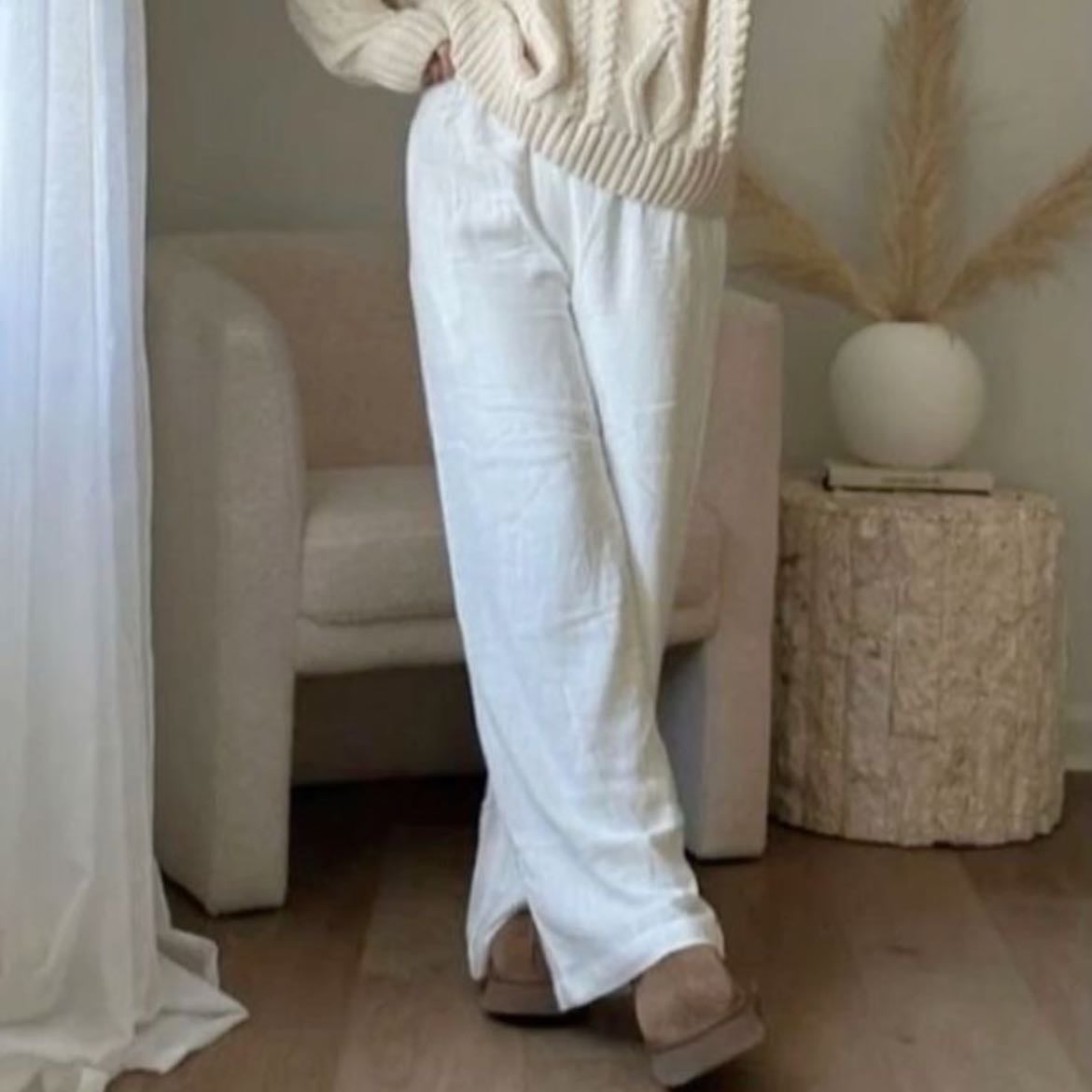 pantalón pijamero blanco