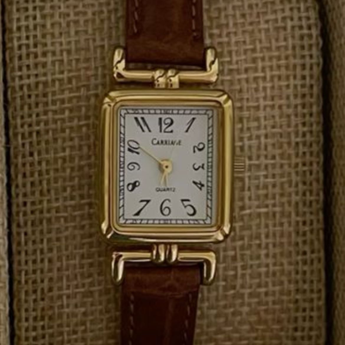 Gold tone rectangular strap watch - Carriage
