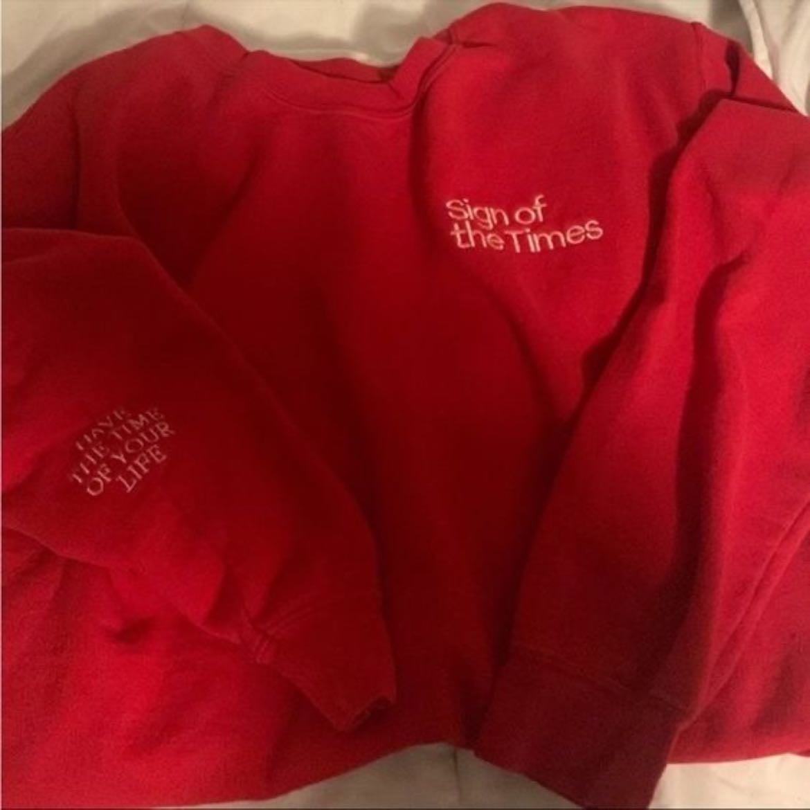 sign of the times sweatshirt by harry styles - 🛍️: ebay, depop…
📏: L/XL
❗️: costa bastant trobar-la