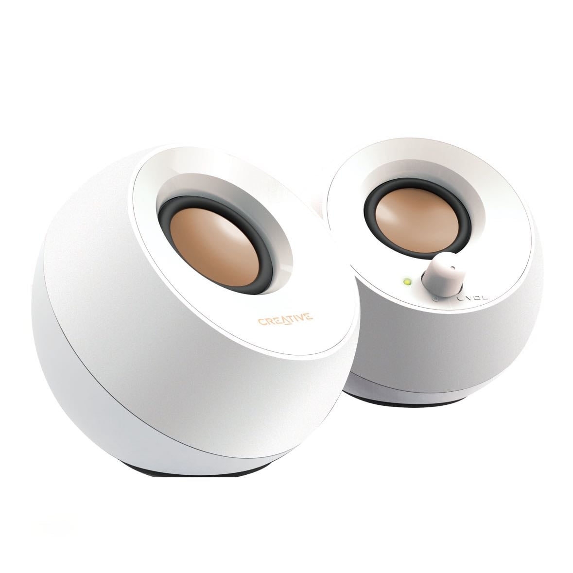 β‘β speakers - Creative Pebble 2.0 USB-Powered Desktop Speakers with Far-Field Drivers and Passive Radiators for PCs and Laptops (White)