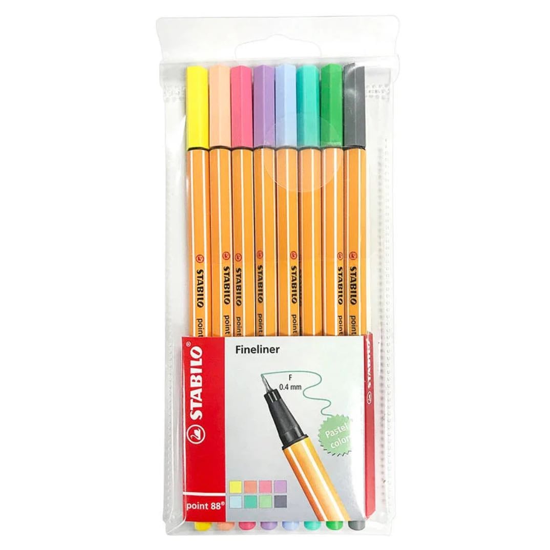 Set 8 Lápices Tiralíneas Stabilo 88 Colores Pastel
