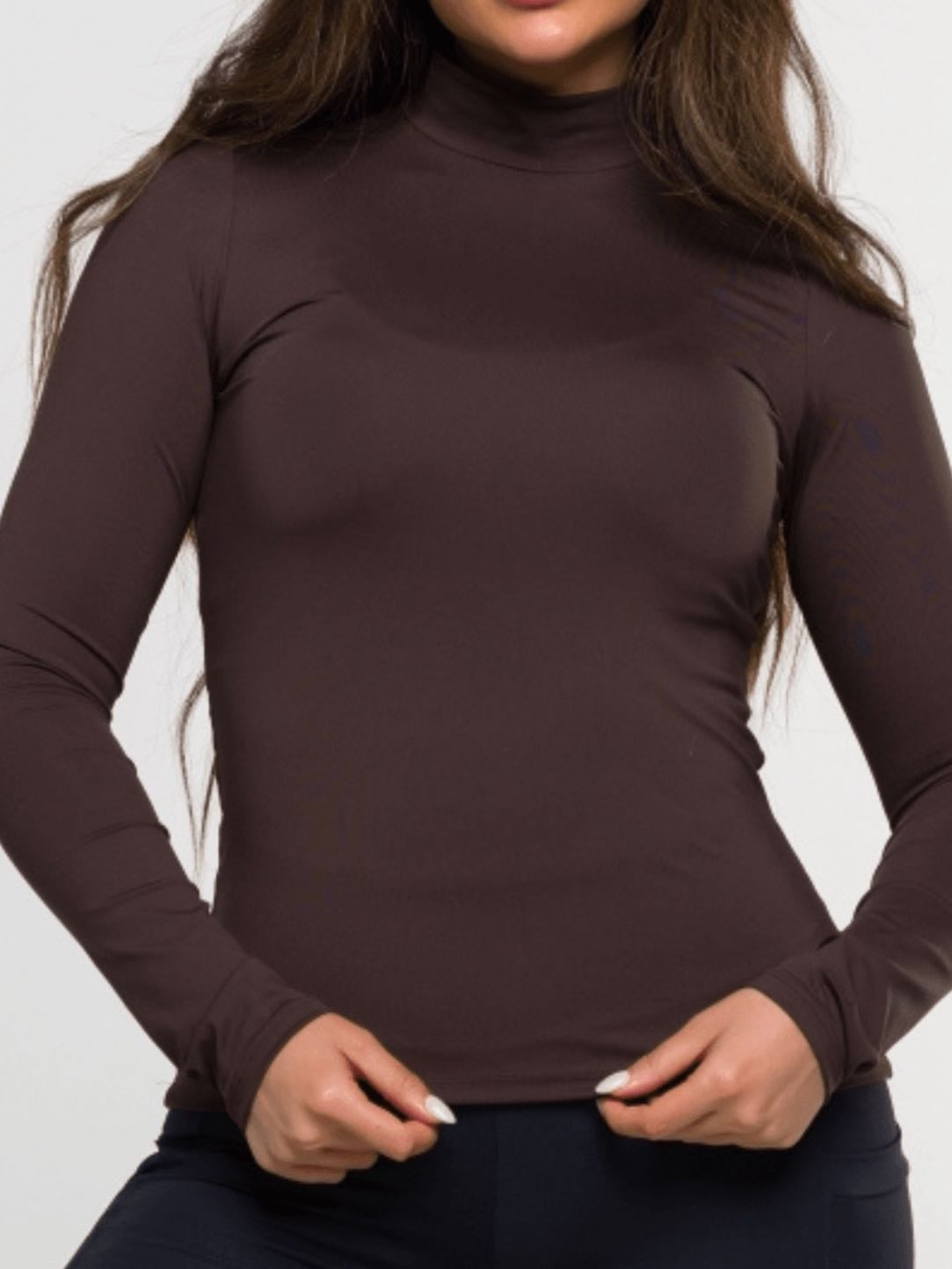 brown turtleneck