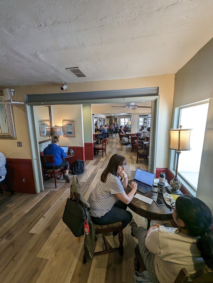 Living Room Coffeehouse - Crowded but classic place to study. Food and drinks are decent.