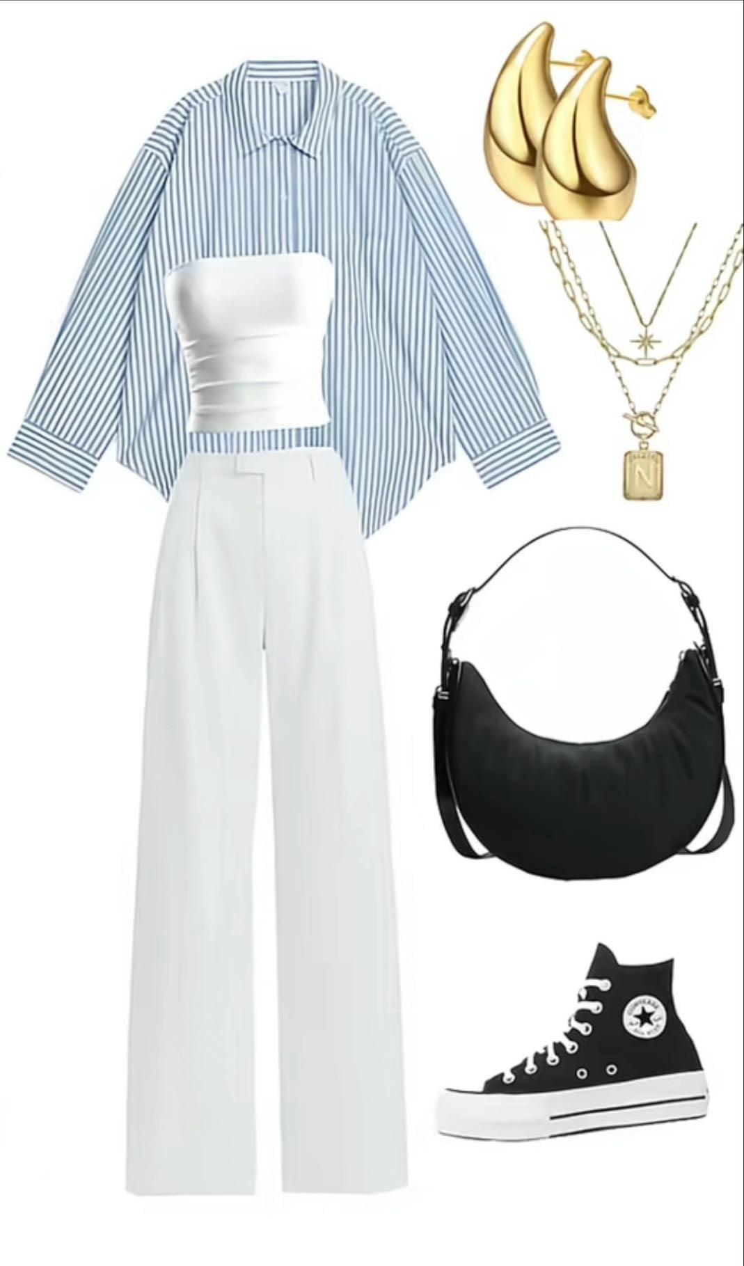 Pantalón de vestir, top y camisa