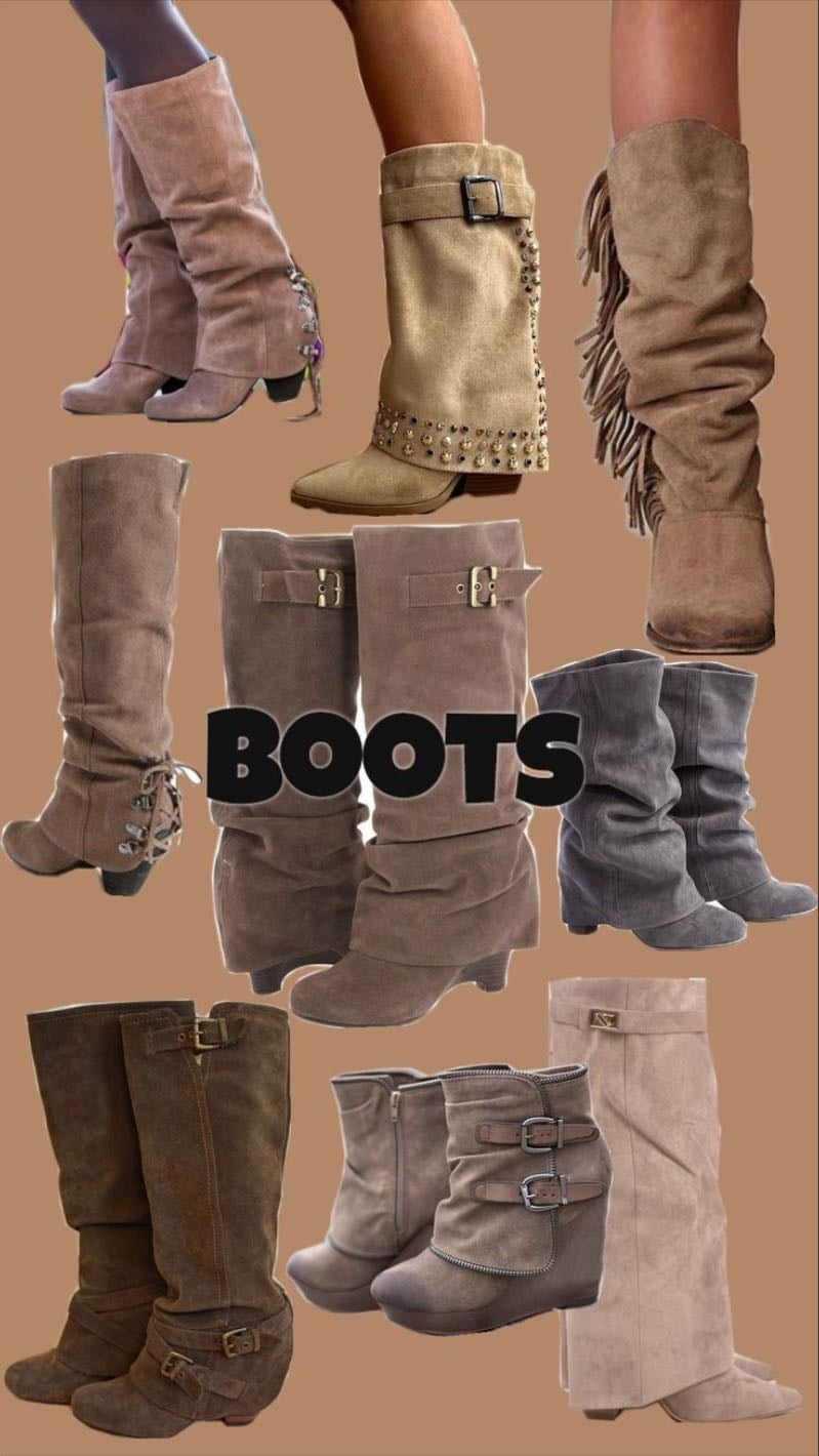 Suede fold boots
