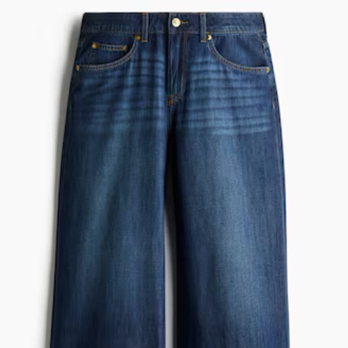 baggy wide low jeans - size 2, denim blue