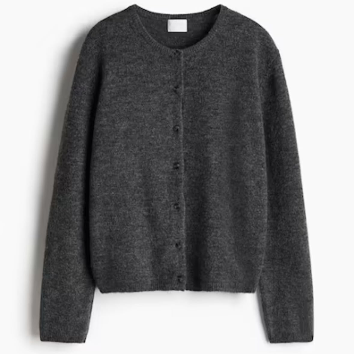 loose-fit cardigan - size s, dark gray