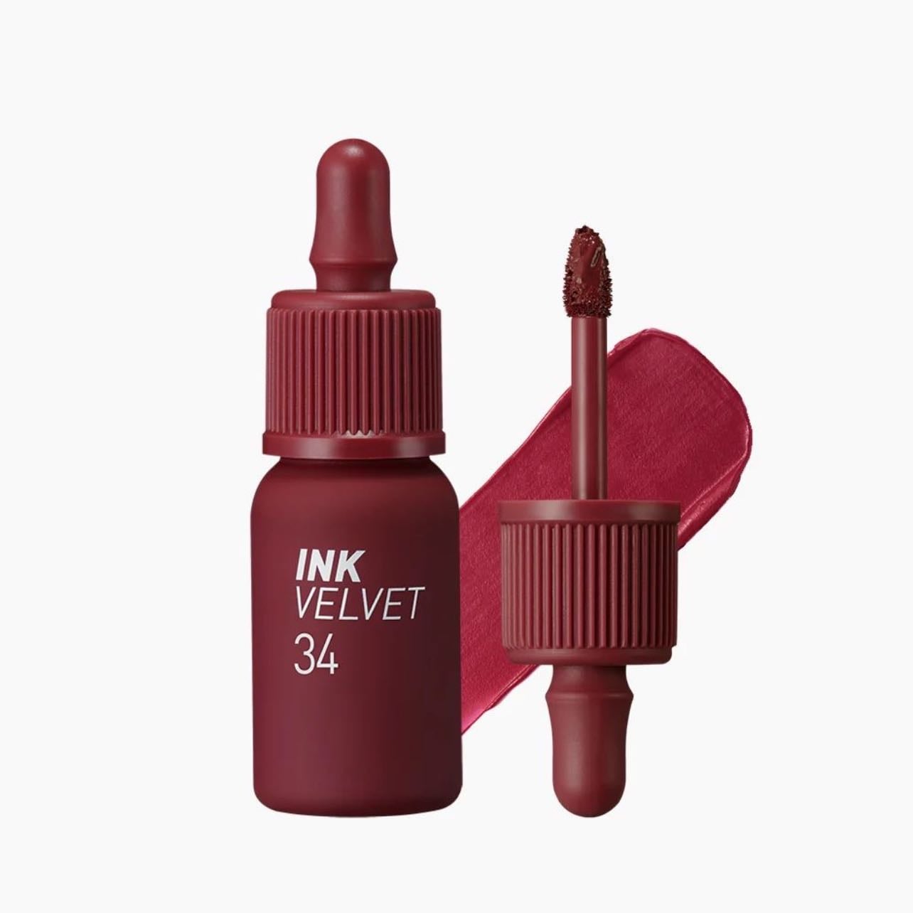 Peripera ink velvet 34 - Es hermosa un rojito súper sutil y elegante:3 un un efecto de terciopelo>~< súper suave se corre fácil pero dura dms