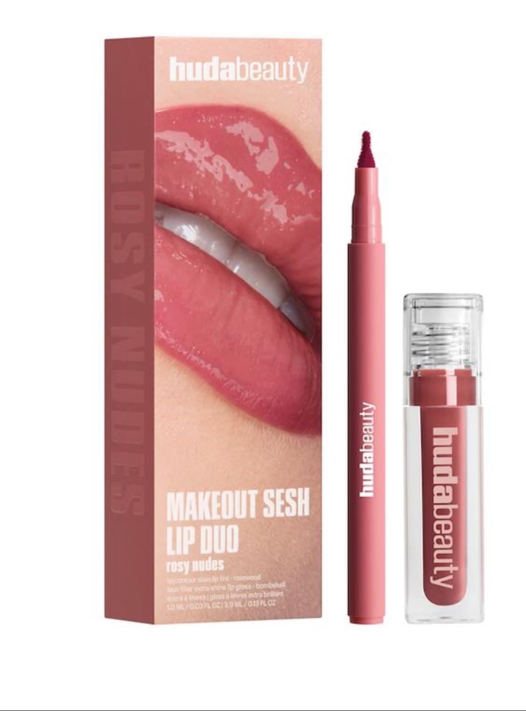 HUDA BEAUTY Makeout Sesh Lip Duo Rosy Nudes