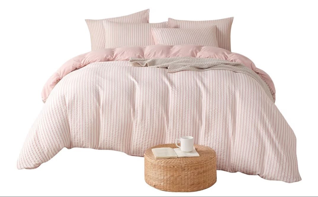 Pink Comforter Set Queen Size Striped