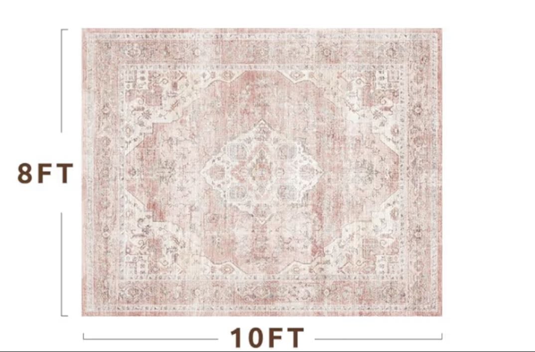 AMOAMI-Area Rug 8X10 Rugs Pink