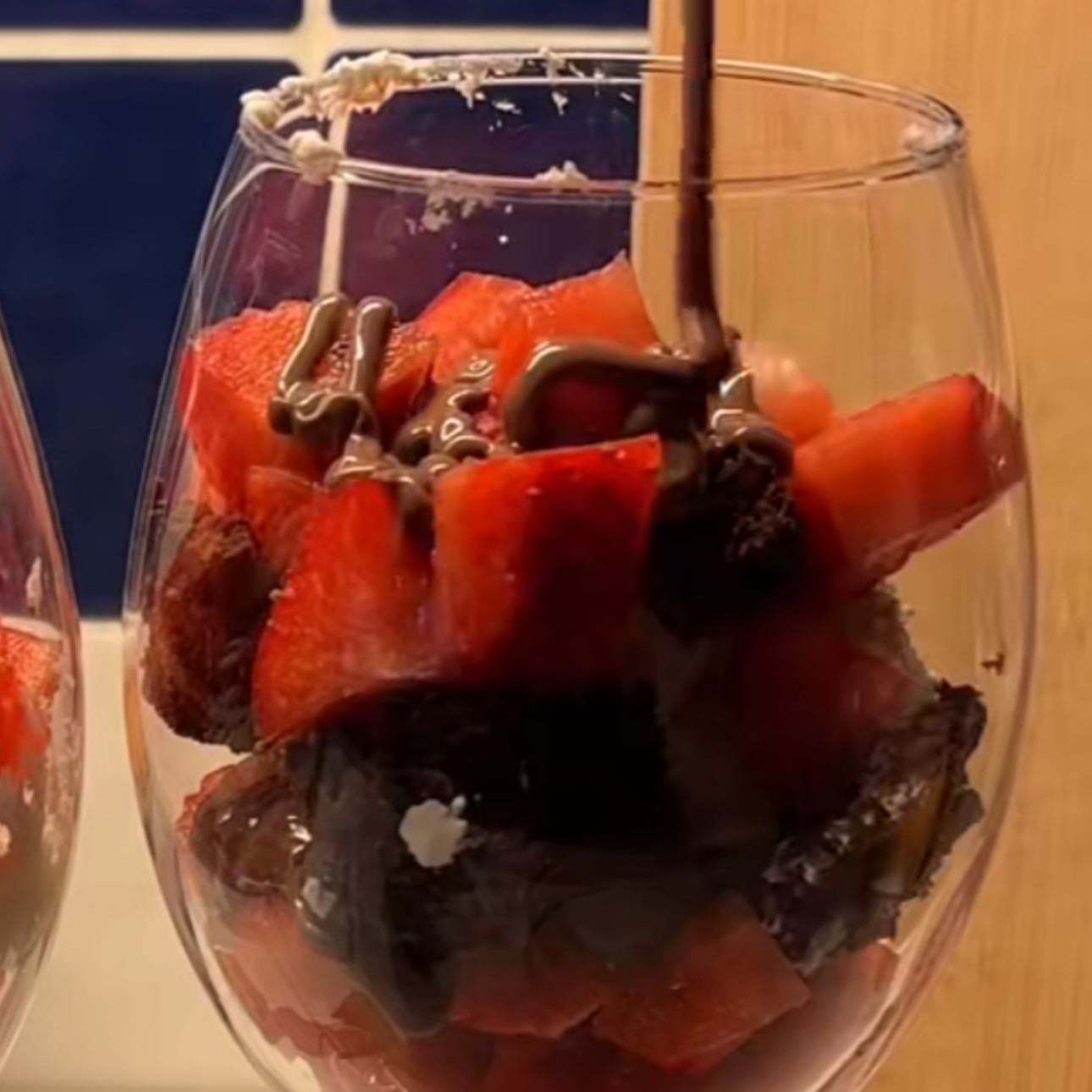 Strawberry Sunday - Strawberry, ice cream, brownie, and melted chocolate