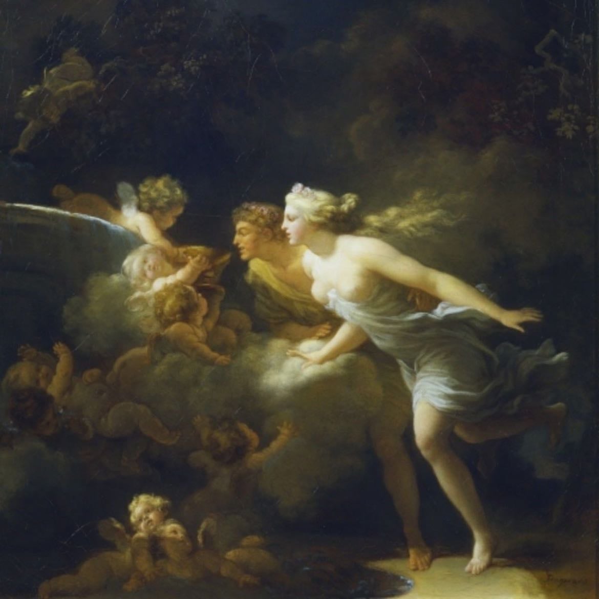 La fontaine d'amour (The Fountain of Love) France. - Painted by Jean-Honoré Fragonard