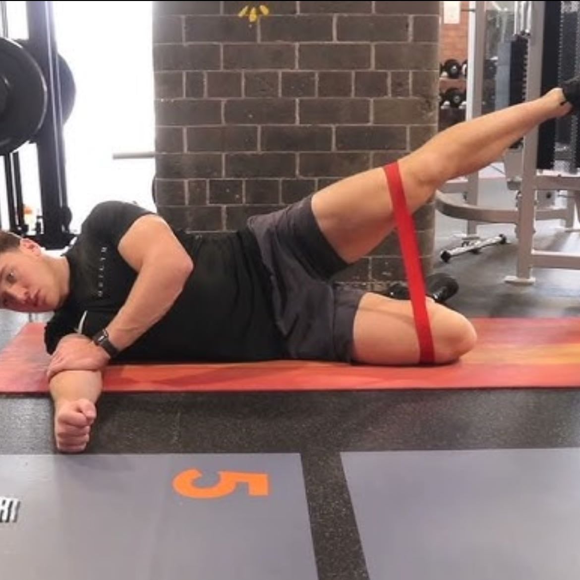 3. Side-Lying Leg Raises – 3x20/leg - Use medium to heavy bands