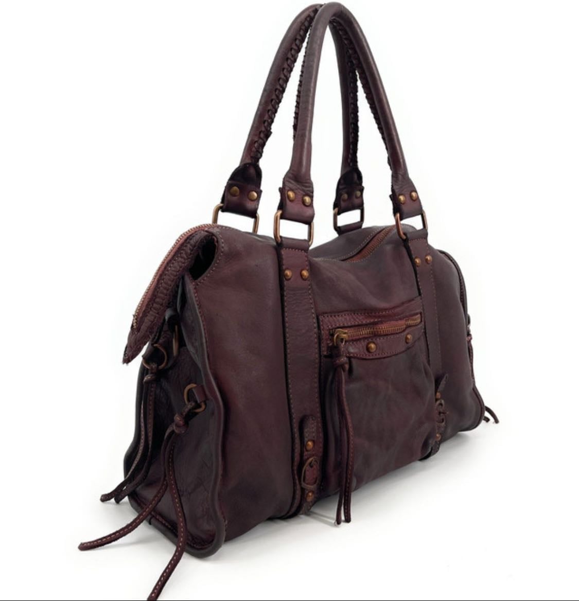 Sac à main en cuir italien MISS STORM bordeaux - 169€