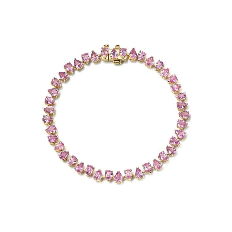Baby Reverse Water Drop Pink Sapphire Tennis Bracelet - Logan Hollowell