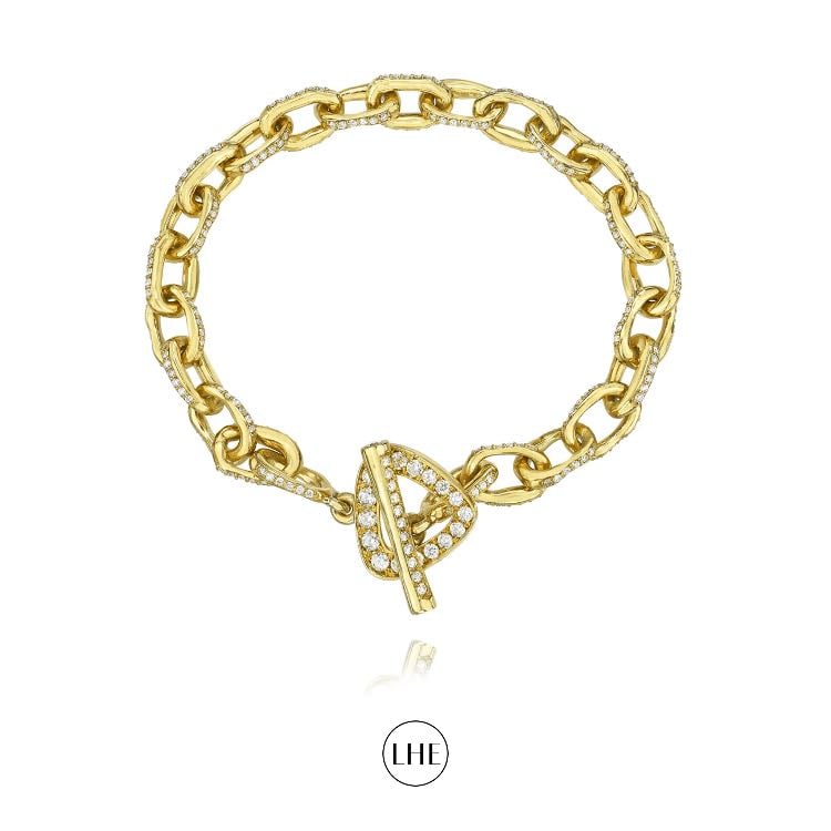 Atlantis Diamond Chain Bracelet with Pavé Trillion Toggle - Logan Hollowell
