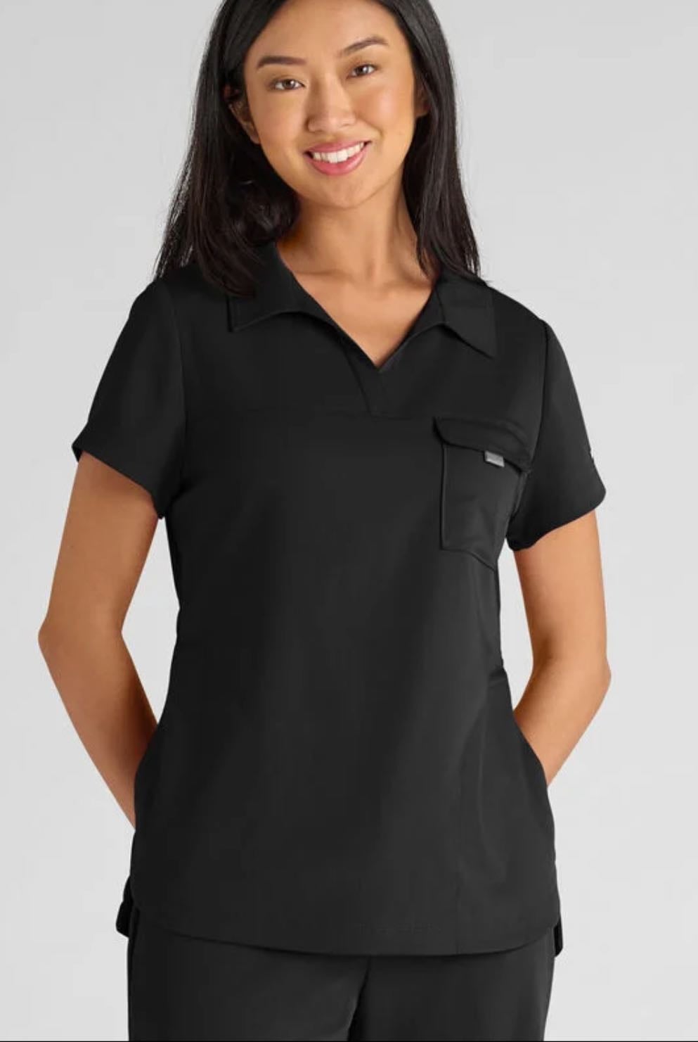Grey's Anatomy Emerge - Grey’s Anatomy by Barco Emerge Emery Women’s 3-Pocket STRETCH Collar V-Neck Scrub Top, Nursing Tops