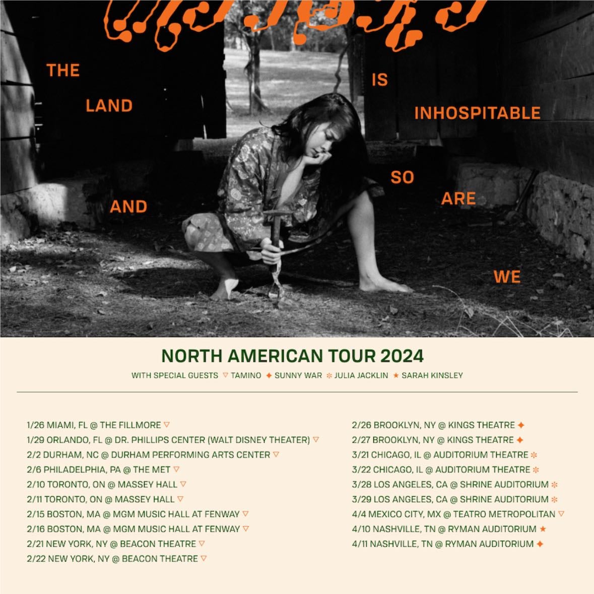 the land is inhospitable tour (01/30/2024)