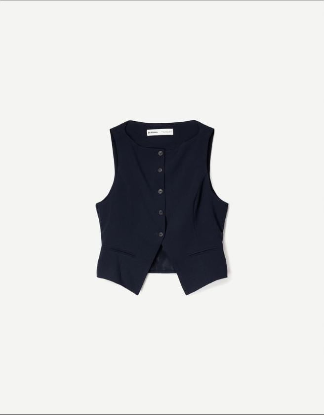 Chaleco azul ajustado - Ok pero este chaleco azul de BERSHKA es todo lo que está bien
