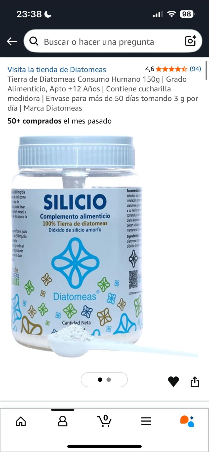 Tierras diatomeas Silico - Amazon/ Dietética Central
