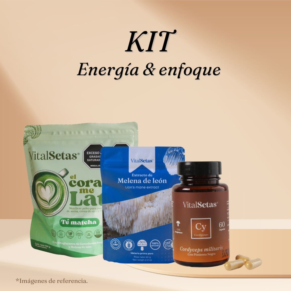 Kit energia y enfoque- VitalSetas - 268.000
matcha latte + extracto melena de león+ cápsulas cordyceps