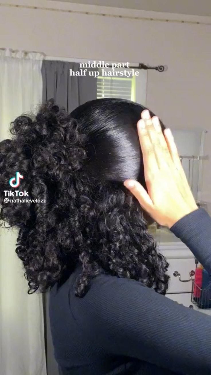 middle half up hairstyle | Mixed curly hair, Curly hair styles, Curly hair styles naturally - Pinterest