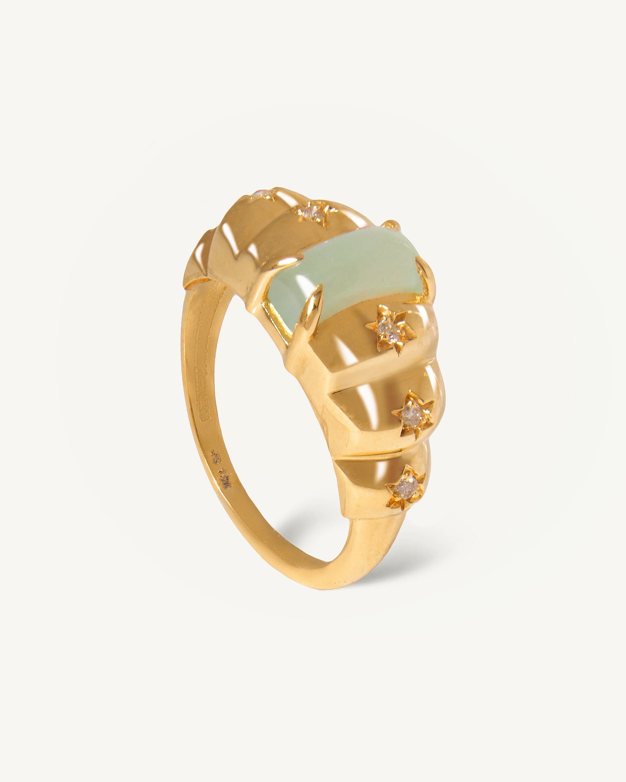Anel Babel em Ouro 18K com Água-Marinha e Diamantes - Victoria Sayeg