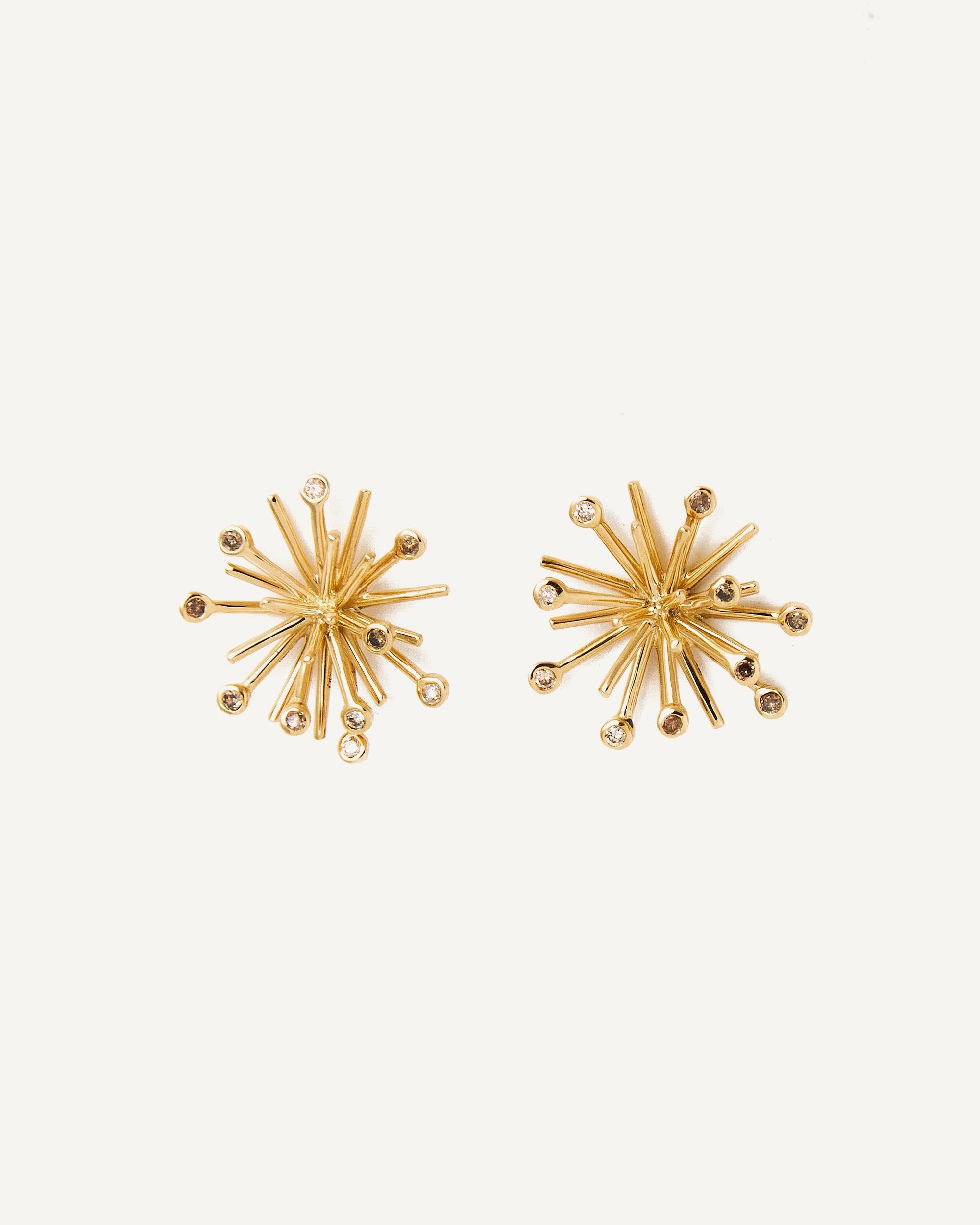 Brinco Floco em Ouro 18K e Brilhantes Brown - Victoria Sayeg