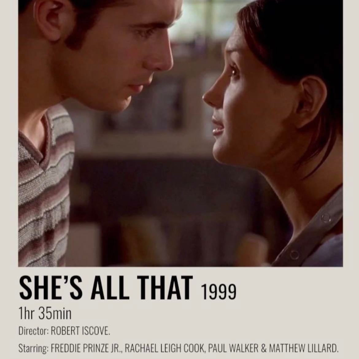 #42 She's all that - “Ella es Así” es una película encantadora por su mezcla de comedia, transformación personal y el descubrimiento de que la verdadera belleza viene de adentro.