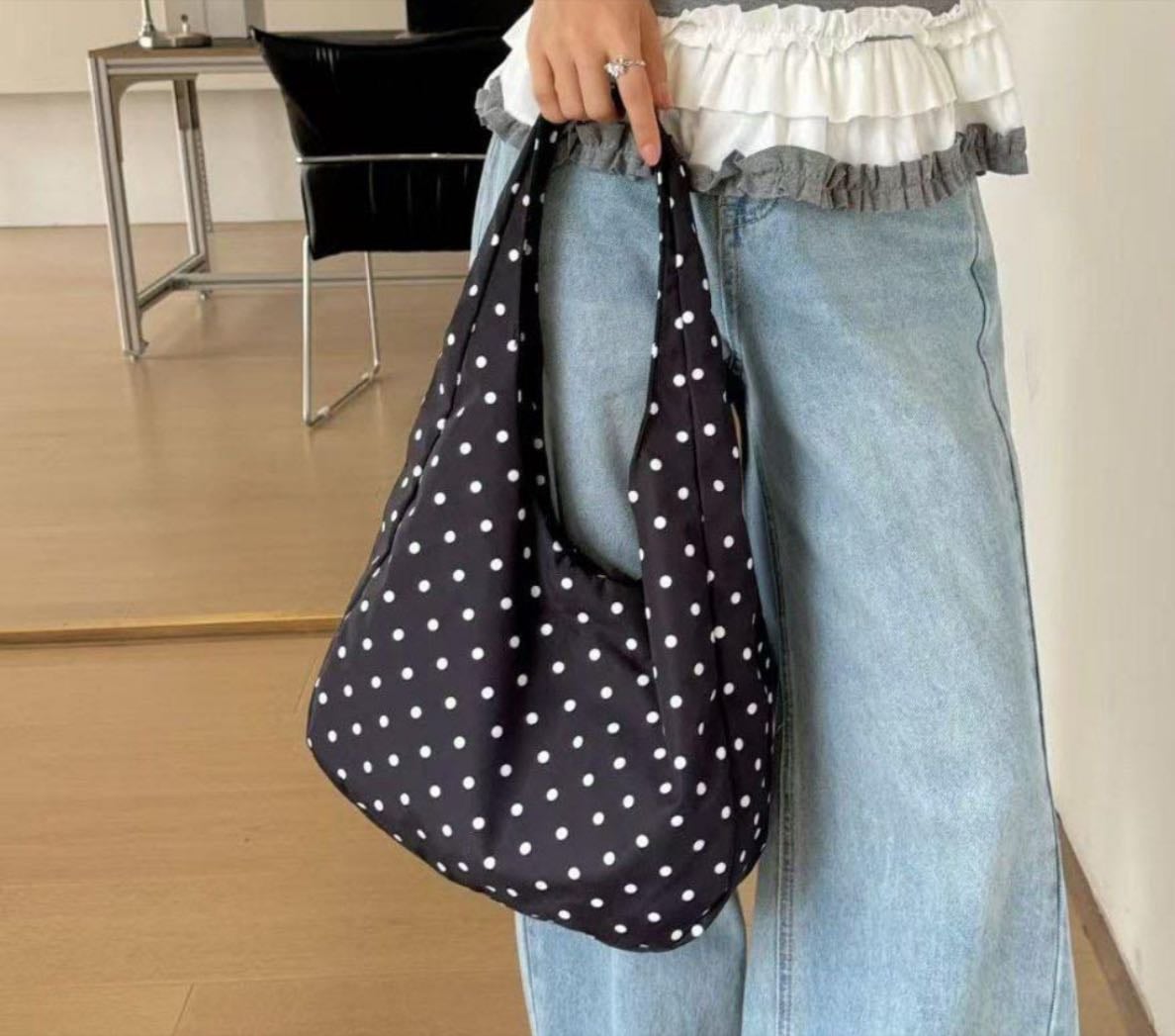 Black bag with polka dots