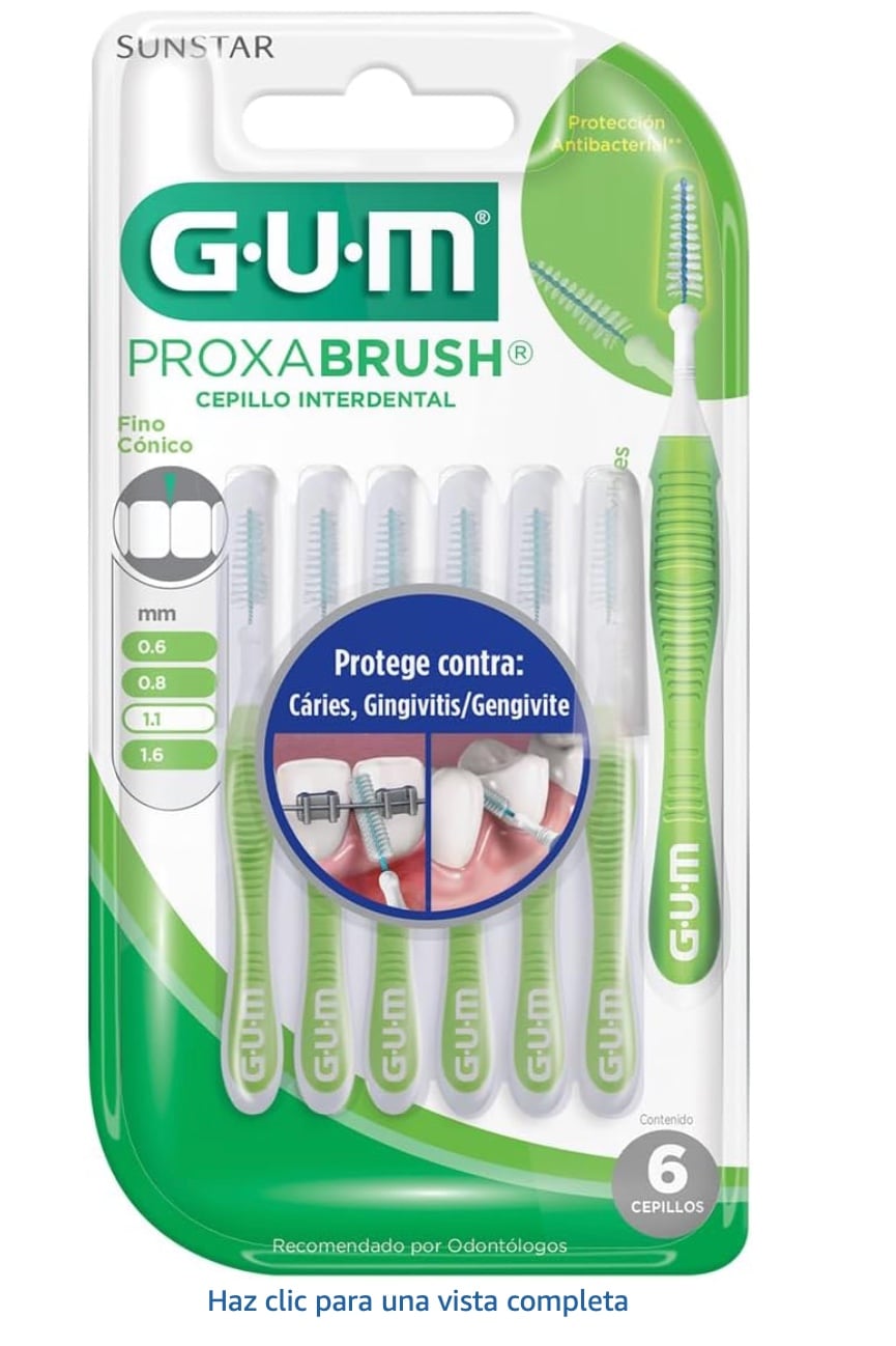 GUM - Proxabrush Viajero C贸nico con Cerdas Triangulares y Clorhexidina - Cepillo Interdental Port谩til para Limpieza Profunda - 6 Piezas