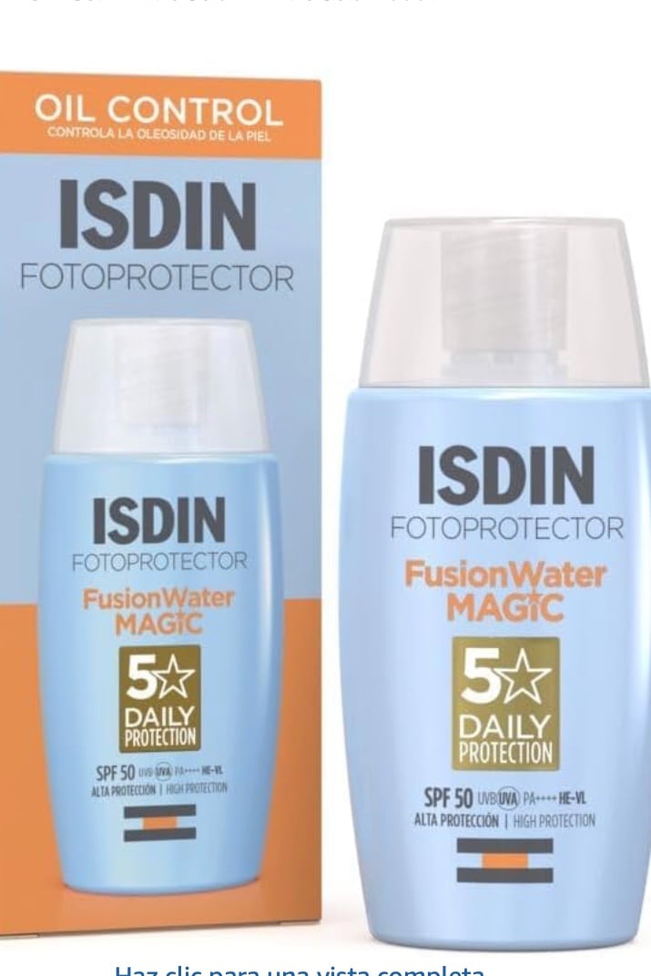 ISDIN Fotoprotector Fusion Water Magic SPF 50, Protector Solar Facial OIL CONTROL, de fase acuosa para uso diario, Textura ultra ligera, 50 ml