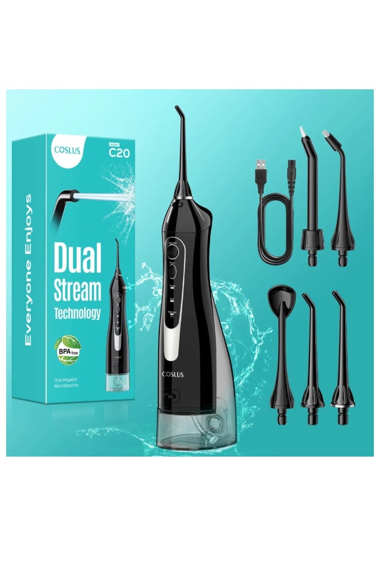 COSLUS C20 Irrigador Bucal - Profesional Water Flosser con 5 Boquillas, 3 Modos,300ml