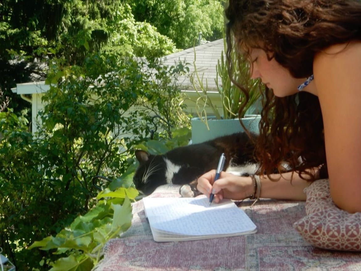 sit at a park and journal
