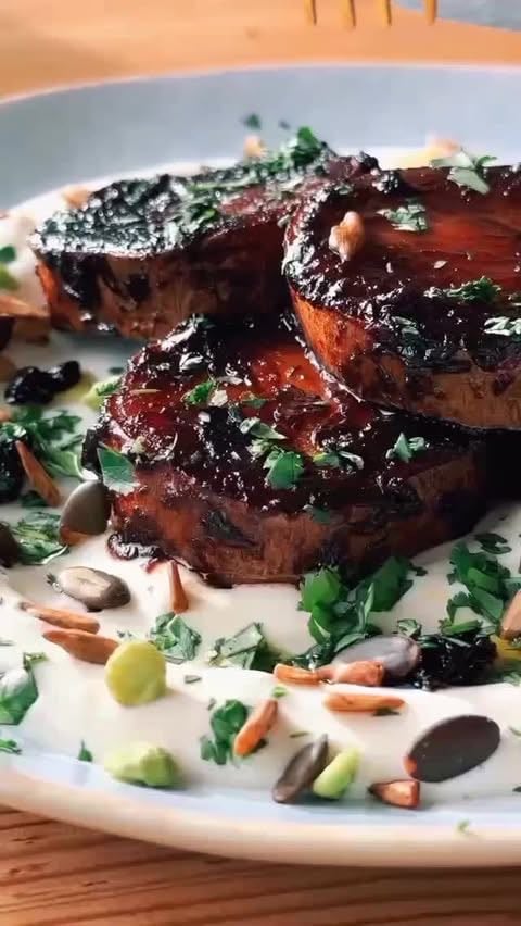 Miso glazed sweet potatoes