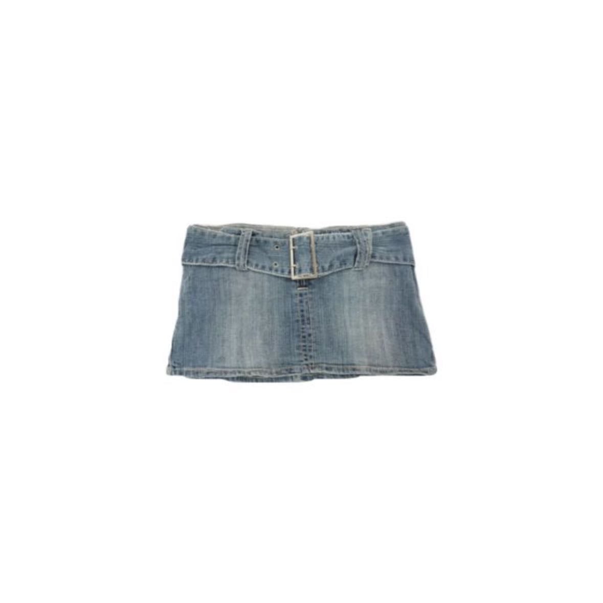 Urban Renewal One-Of-A-Kind Big Belted Denim Mini Skirt