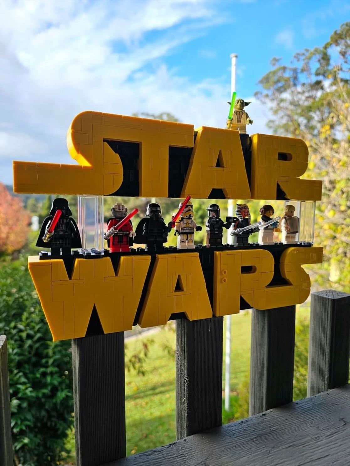star wars logo with minifigures