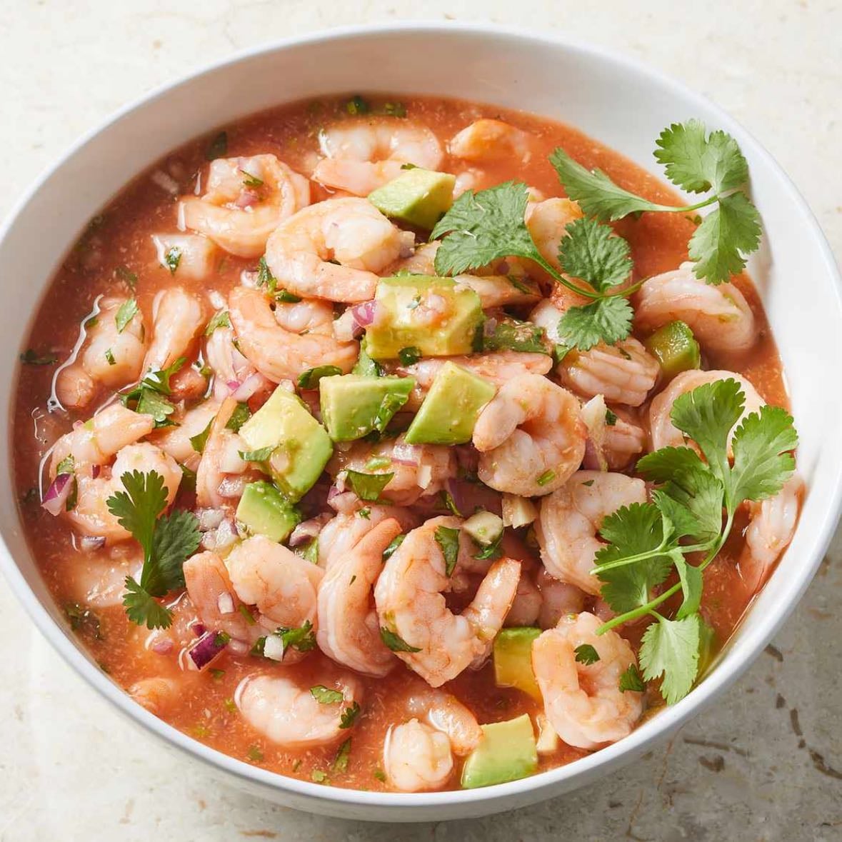 Mexican Shrimp Cocktail - Provare con succo di pomodoro