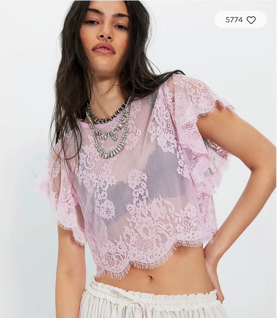 Free people lunar ash lace top